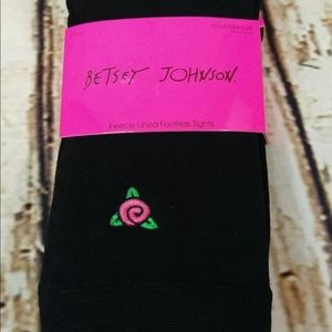 Betsey Johnson fleece lined footless tights S/M